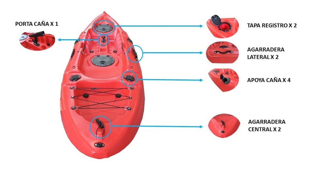 Bote Kayak Auge 2,70 Mts Asiento Leash Remo Y Porta Cañas